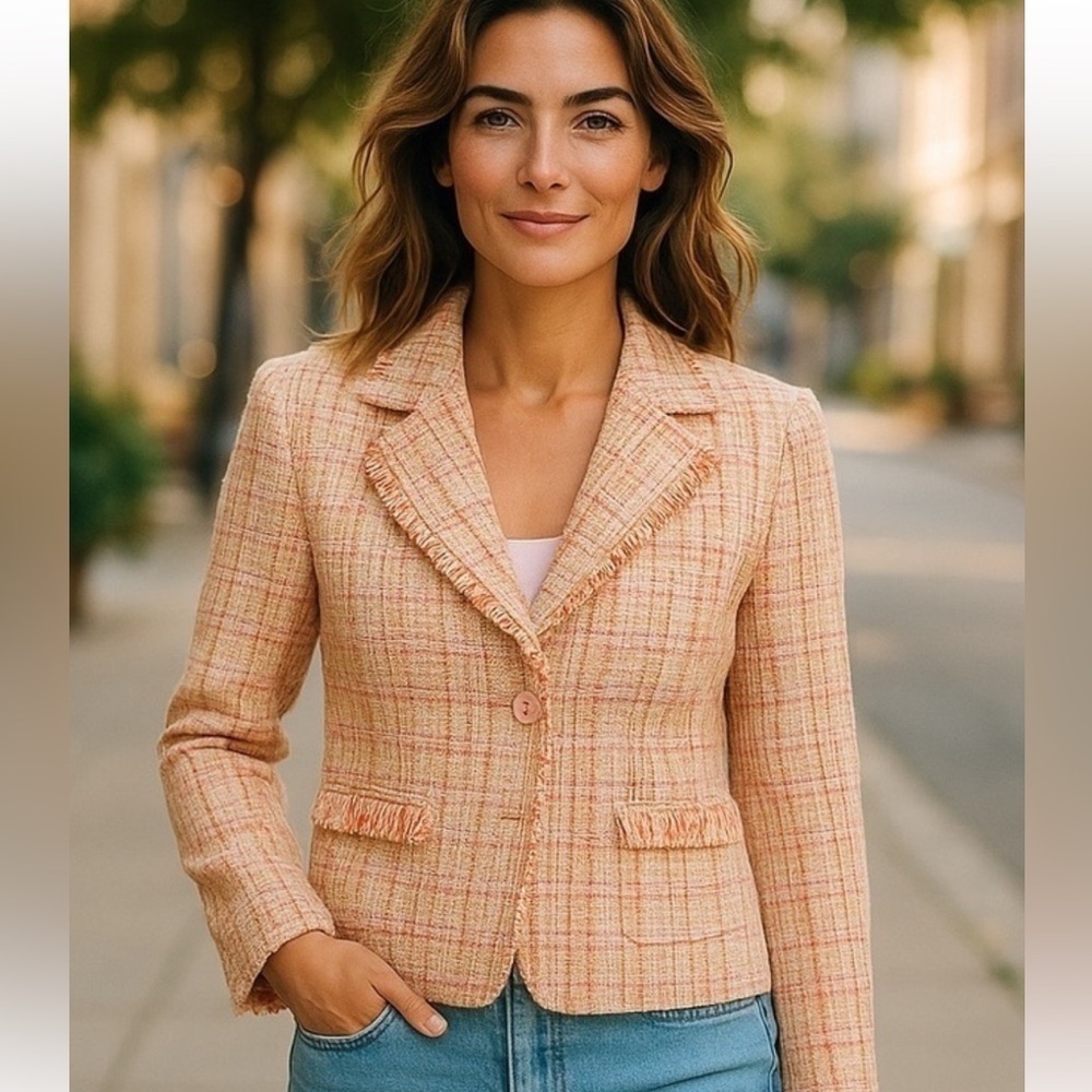 Reitmans pink tweed blazer size 5 NWT - Picture 1 of 7